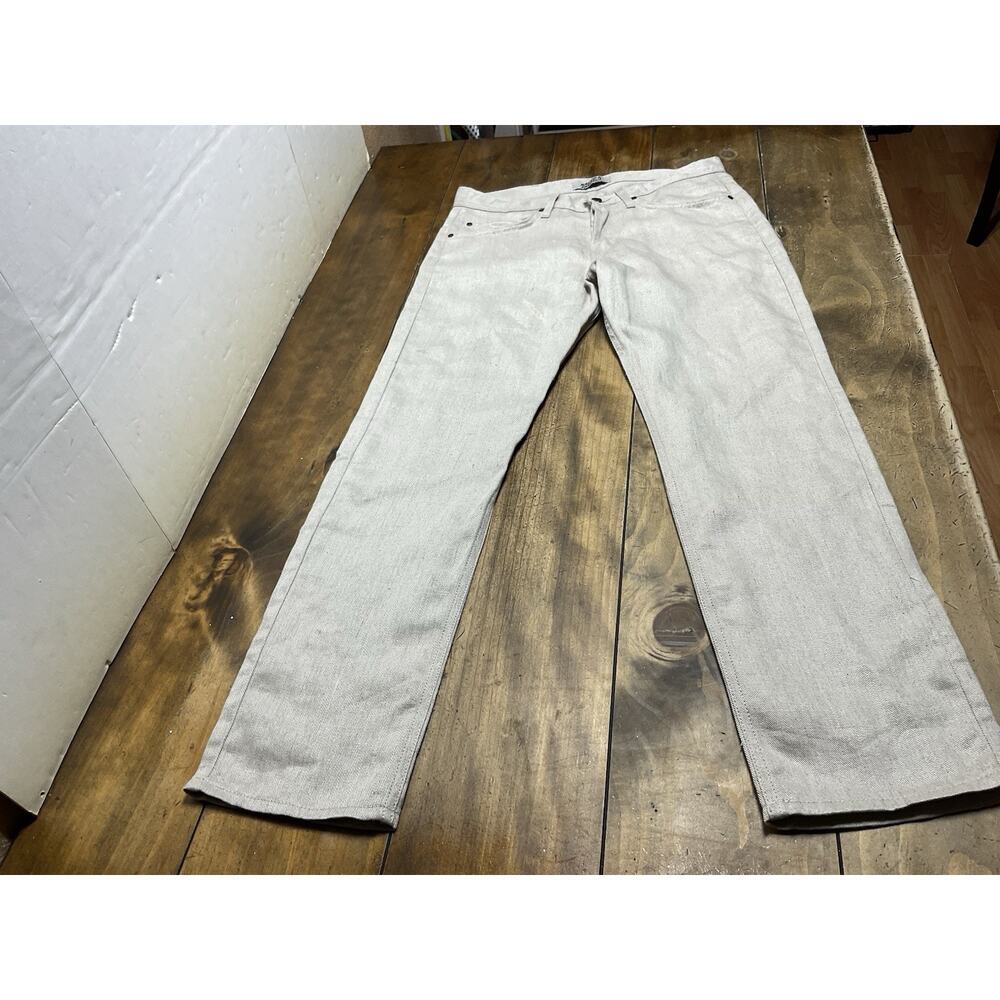 Naked And Famous Weird Guy Beige Linen Pants Size 33x32